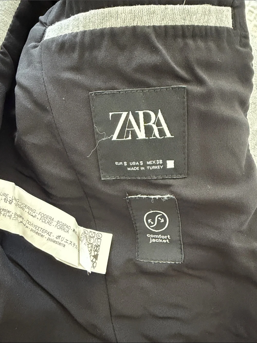 Zara Light Gray Single-Button Knit Blazer